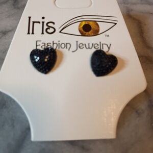 Iris Midnight Black Heart Earrings